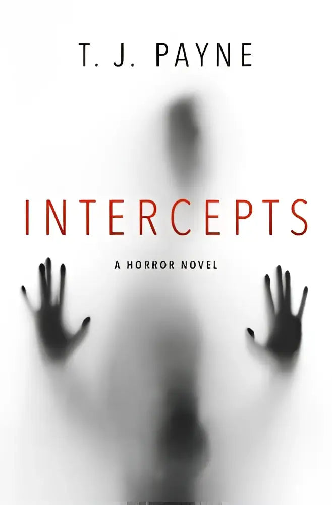 De boekomslag van intercepts door t toont een horror novel met donkere en sinistere kleuren