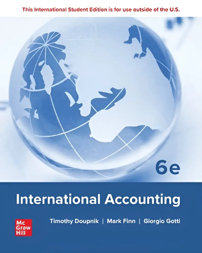 De boekcover van international accounting ise toont een doorschijnende blauwe globe met continentcontouren op lichte achtergrond