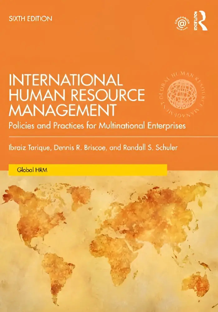 Orange hardcover textbook international human resource management with world map design hrm 6e tarique by tarique bri