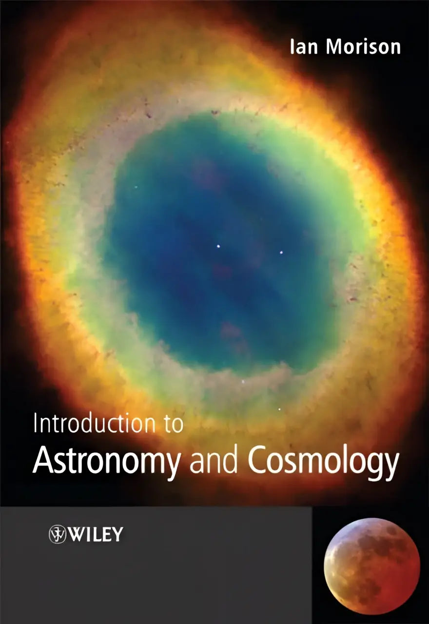 De boekcover van introduction to astronomy toont een levendig kosmisch nevel met ringen in oranje, geel, groen en blauw voor nieuwste ontwikkelingen