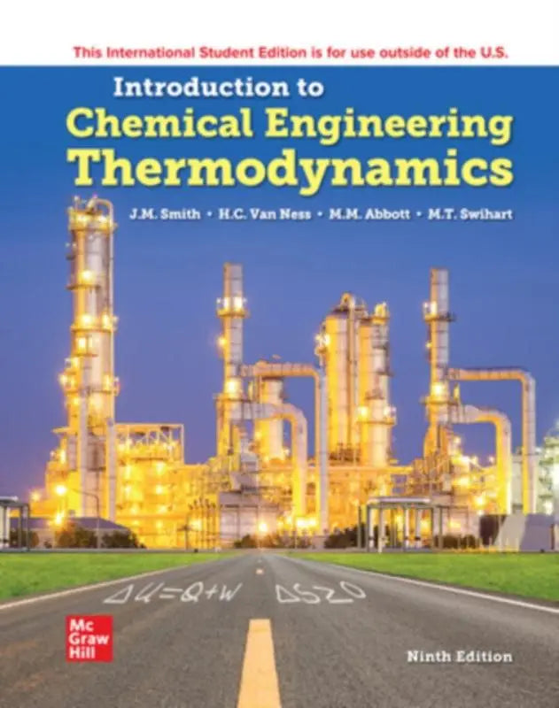 De voorkant van het leerboek introduction to chemical engineering thermodynamics negende editie door j m gericht op engineering thermodynamics