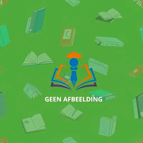 Groene achtergrond met logo in blauw en oranje van open boek, afstudeermuts en stropdas voor introduction to management science global edition
