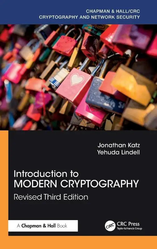 De cover van introduction to modern cryptography derde editie toont een collage van kleurrijke metalen hangsloten