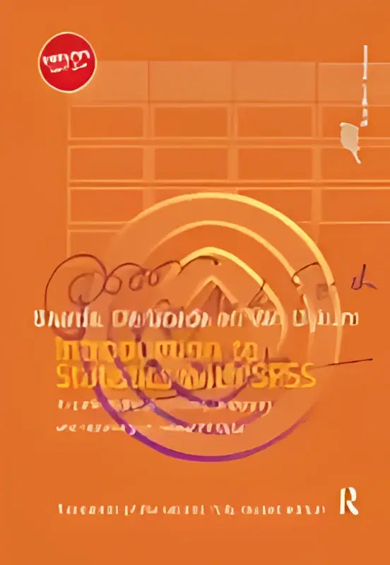 Orange circulair grafisch ontwerp op een rode achtergrond voor het product introductie tot statistiek met spss