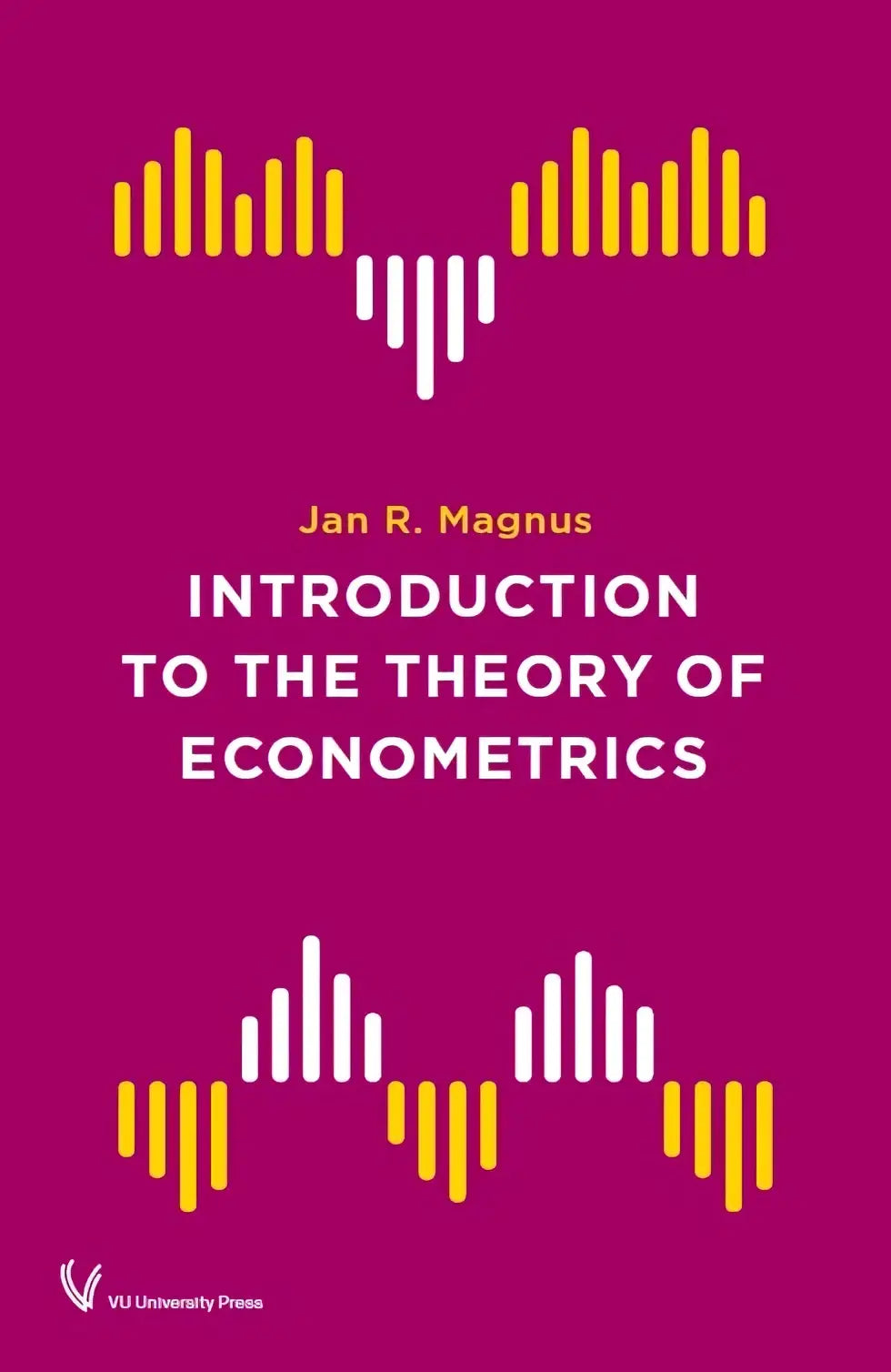 De boekcover toont een magenta achtergrond met witte en gele audio waveforms bij introduction to the theory van jan magnus