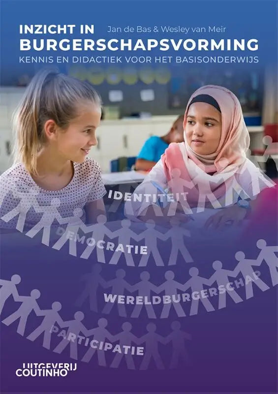 Boekcover Inzicht in burgerschapsvorming met meisjes in roze hijab op blauwpaars gradient