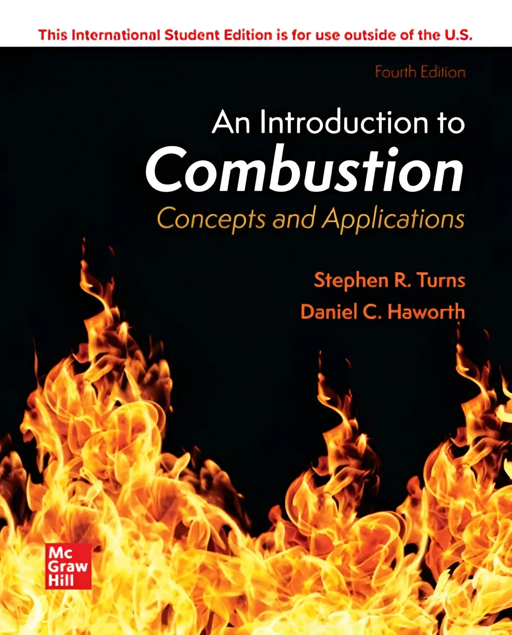Zwart studieboek met oranje en gele vlammen over ise an introduction to combustion concepts and applications van stephen r