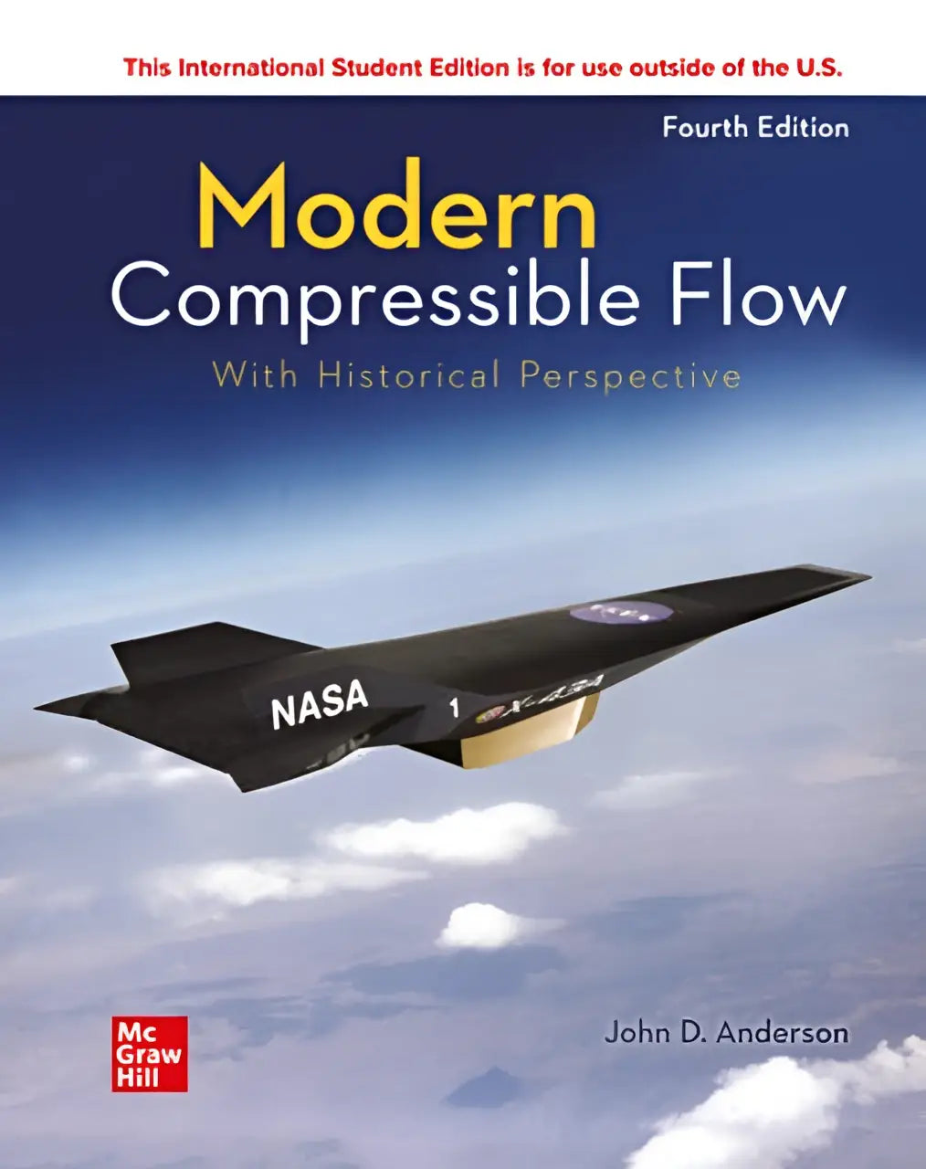 Zwart nasa luchtvaartmodel op omslag van ise modern compressible flow met historical perspective boek