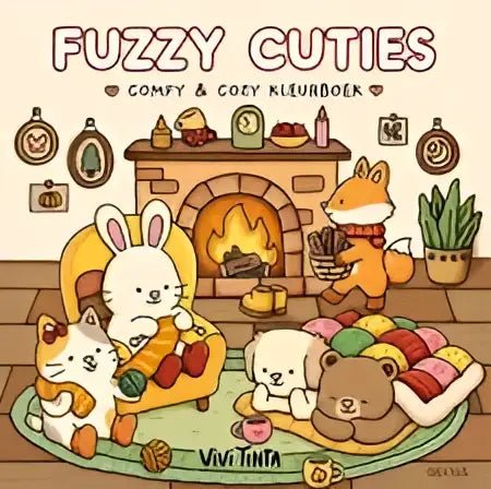 Fuzzy witte konijnenknuffel met zachte vacht en geborduurde ogen bij jellepelles chibi kleurboek cozy dierenwereld