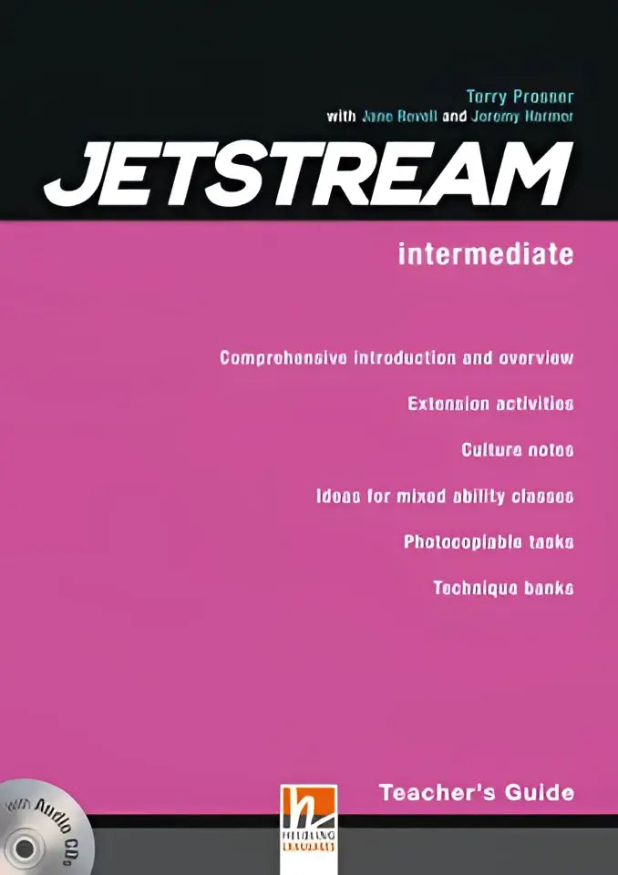 Jetstream Intermediate Teacher’s Guide roze en zwart met zilveren audio CD