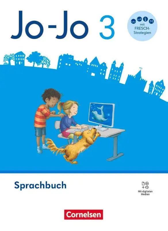 Blauw jo-jo sprachbuch 3 schuljahr algemene ausgabe met cartoonkinderen, hond, lernspurenheft und digitalen medien