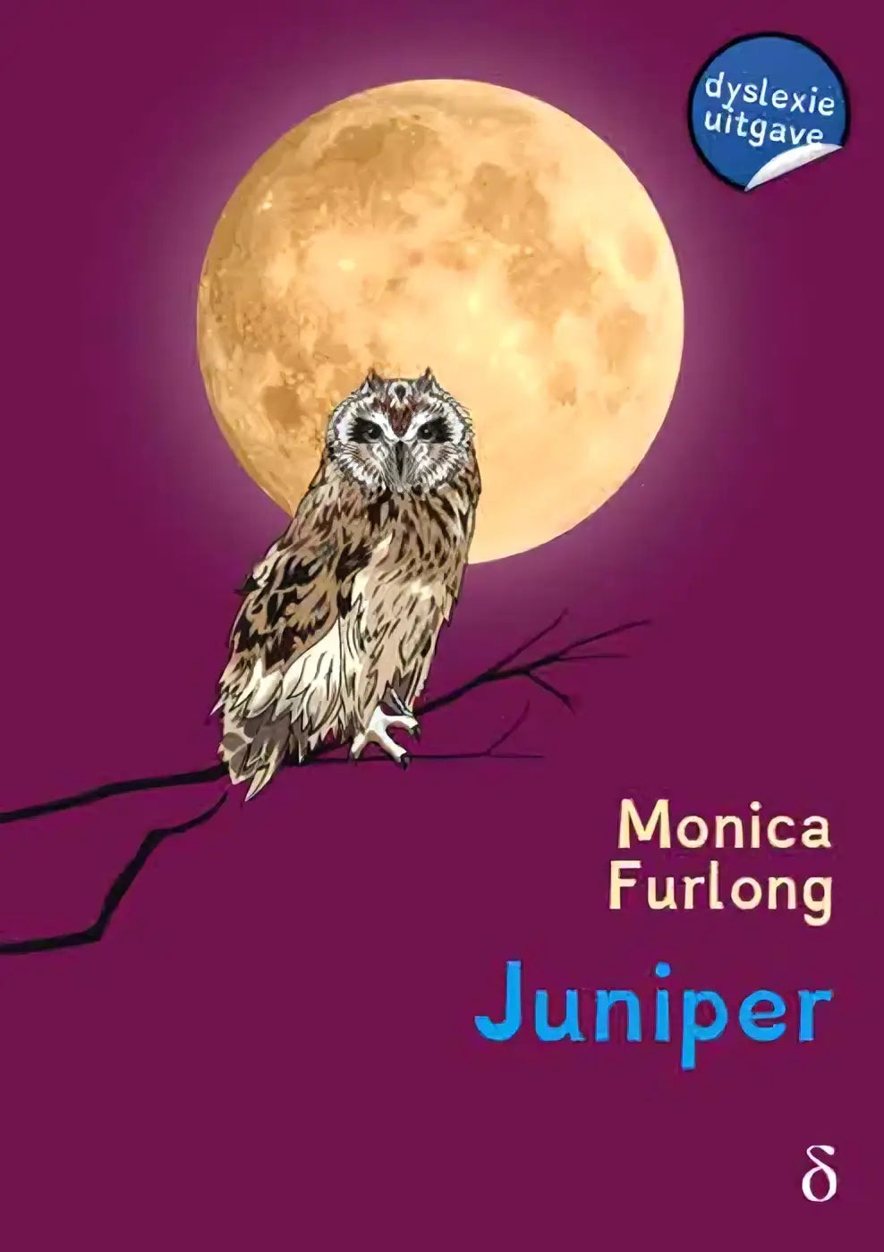 Illustratie van een bruine en witte uil op een tak met volle maan voor juniper harde band trilogie #1