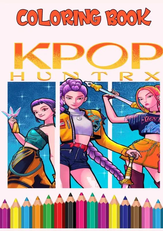K-pop demon hunters coloring book met eenvoudige demon hunters coloring pagina’s en kleurrijke k-pop krijgersillustraties