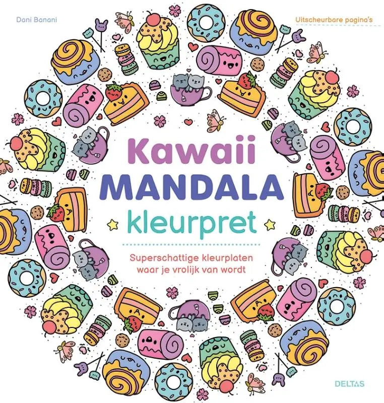 Kawaii mandala kleurpret superschattige kleurplaten met pastel mandala vol schattige desserts en dieren