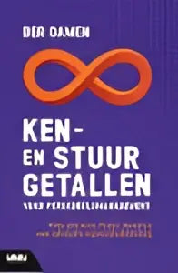 Paars boek Ken en stuurgetallen voor personeelsmanagement met oranje oneindigheidssymbool en witte tekst ber damen