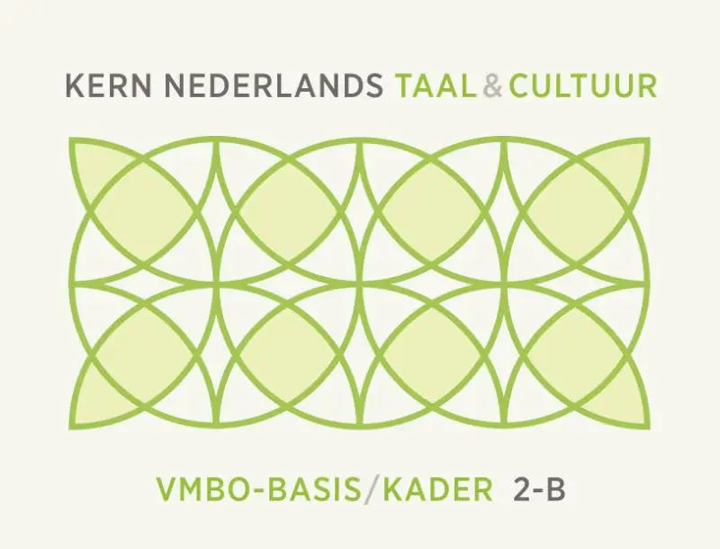 Minimalistisch geometrisch ontwerp met groene cirkels in een patroon op off-white achtergrond in kern nederlands taal boek