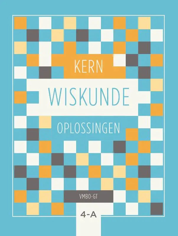 De kern wiskunde boekomslag heeft een modern pixelontwerp met lichtblauwe, oranje, witte en donkergrijze vakken