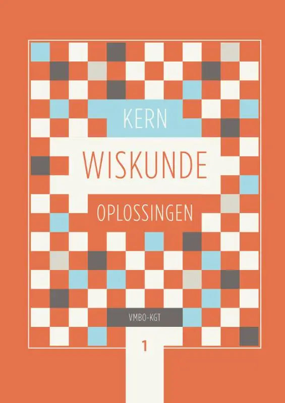 Het boek kern wiskunde heeft een oranje omslag met een pixelachtig dambordpatroon voor gebruik binnen wiskunde