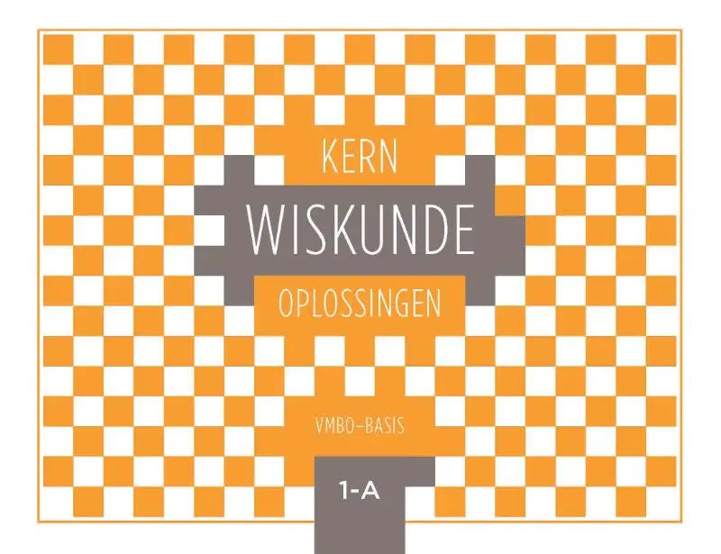Orange en wit geruit boekomslag met de titel kern wiskunde in vetgedrukte, gecentreerde tekst voor kern wiskunde product