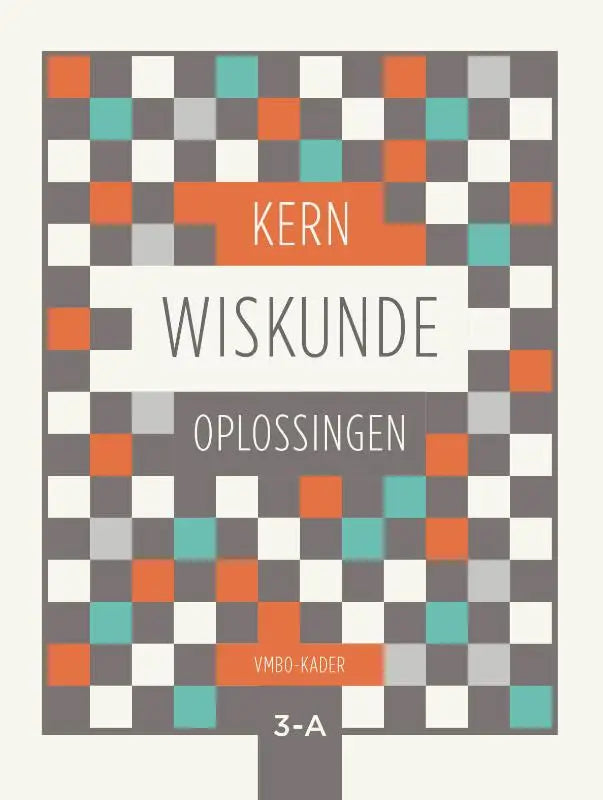 Het boek kern wiskunde heeft een moderne pixelachtige damwandschikking in oranje, teal en grijze vierkanten