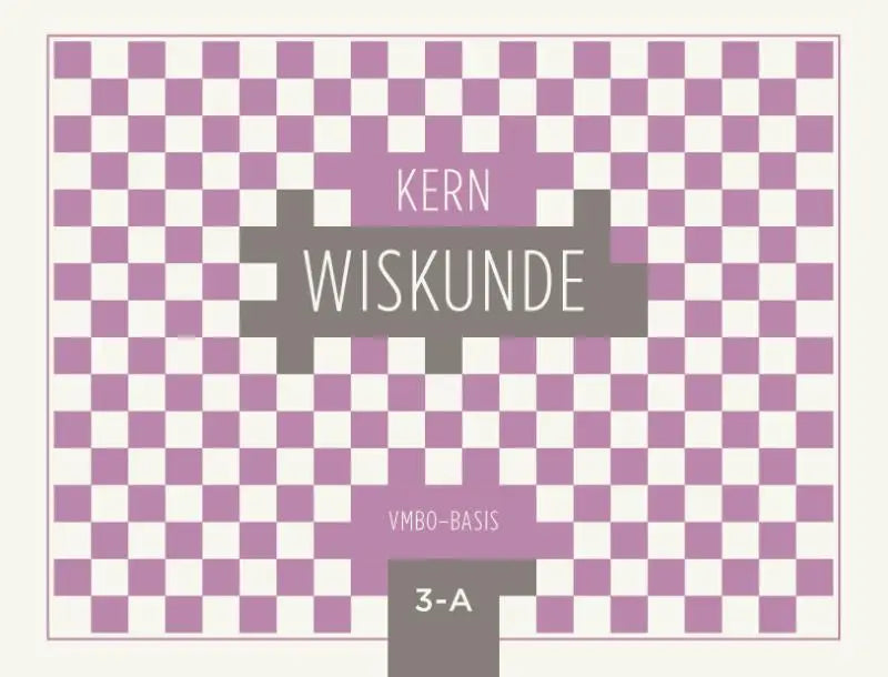 Paars-witte geruite achtergrond met pixelachtige tekst kern wiskunde voor educatief wiskundeproduct kern wiskunde