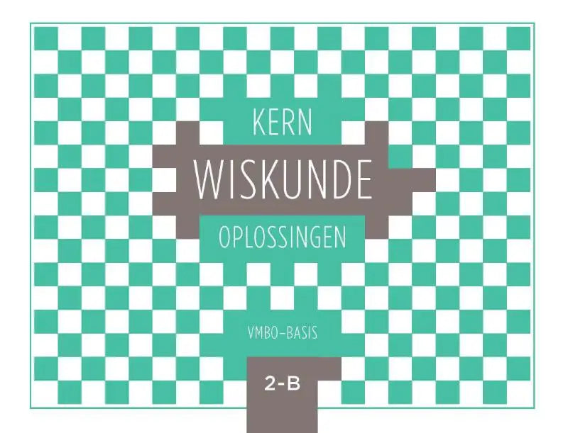 Teal en wit geruit boekomslag met de titel kern wiskunde oplossingen in pixelstijl voor het product kern wiskunde
