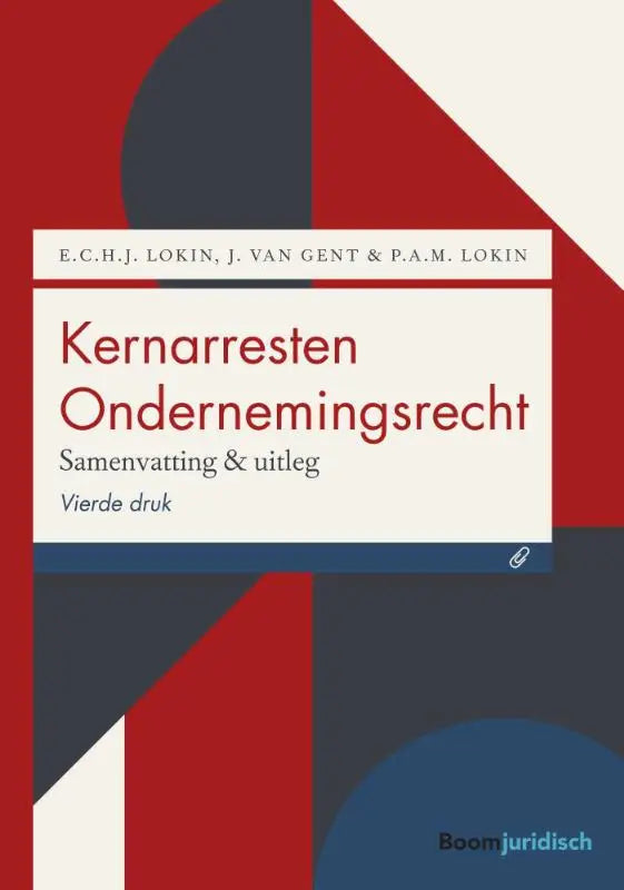 Rood en marineblauw geometrisch omslag boek kernarresten ondernemingsrecht door e.c.h.j uitgegeven door koninklijke boom