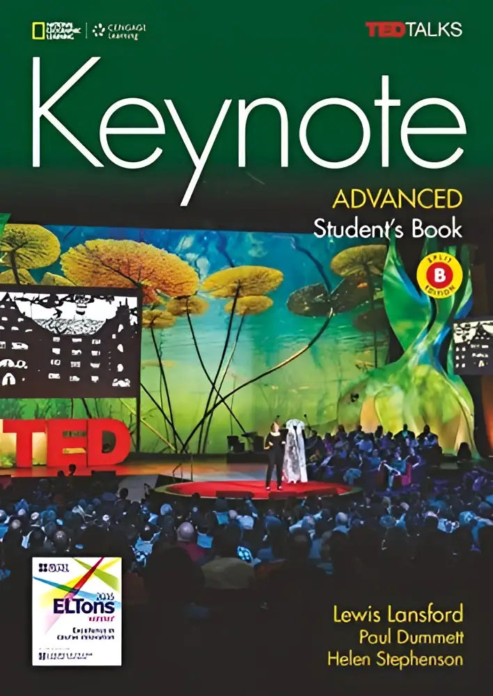 De cover van het boek split keynote advanced students book toont een levendige onderwater scène met gele en groene waterplanten