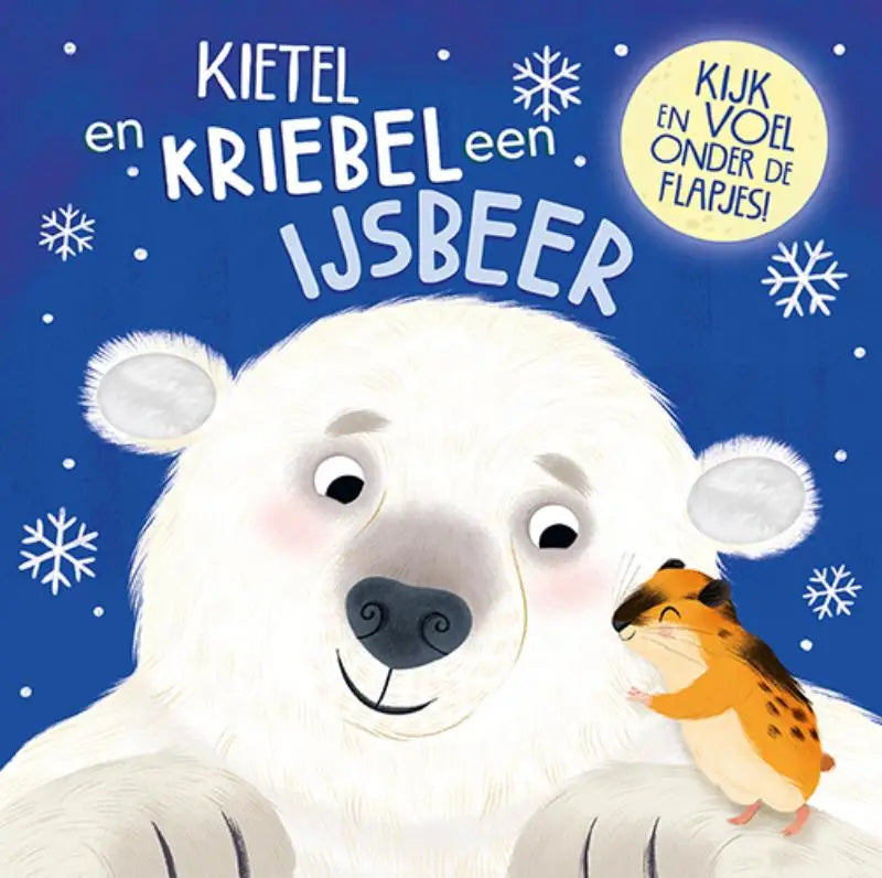 Charmant geïllustreerd kinderboek voor jonge lezers met een witte ijsbeer en een oranje hamster op een sneeuwachtige achtergrond