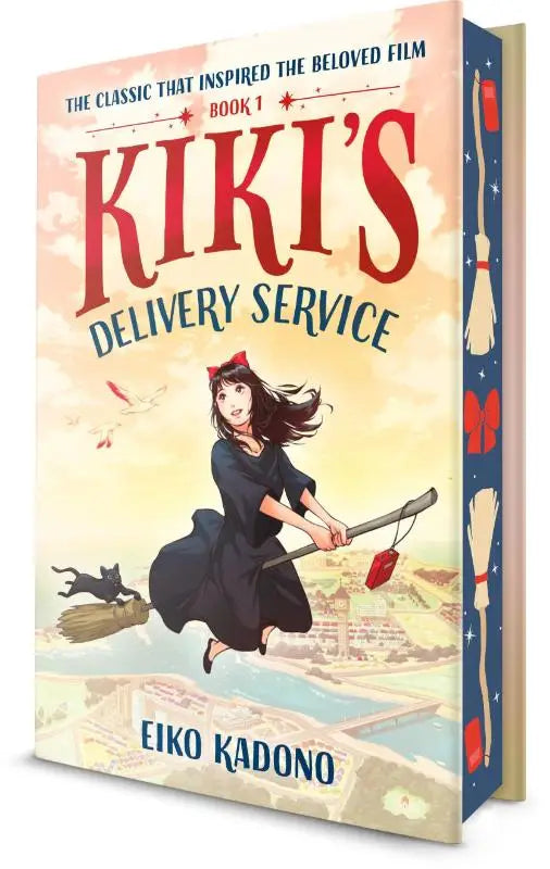 Hardcover boek kiki’s delivery service deluxe edition met kleurrijke omslag en een meisje vliegend op een bezemsteel