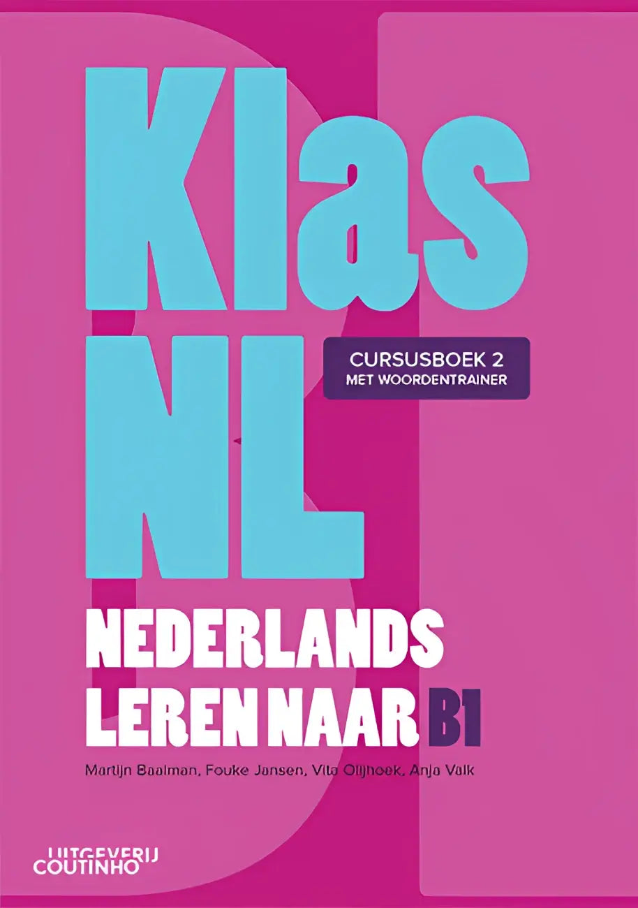 Roze en turquoise omslag Klas nl lesboek Nederlands niveau B1
