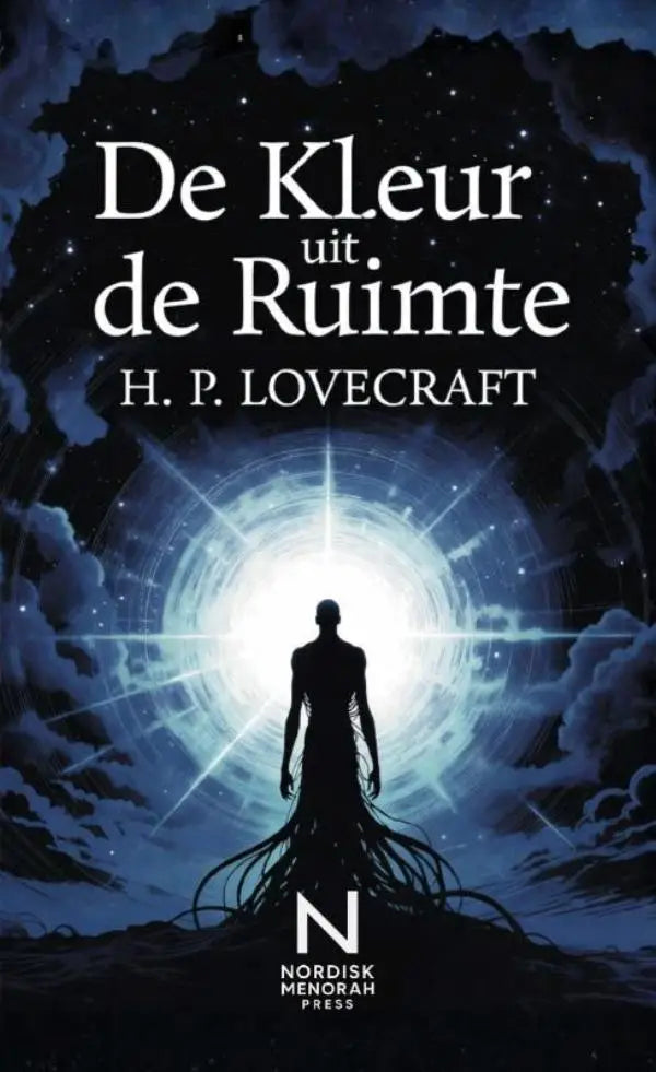 Boekcover van de kosmische horror de kleur uit de ruimte met silhouet voor een portaal en buitenaardse krachten