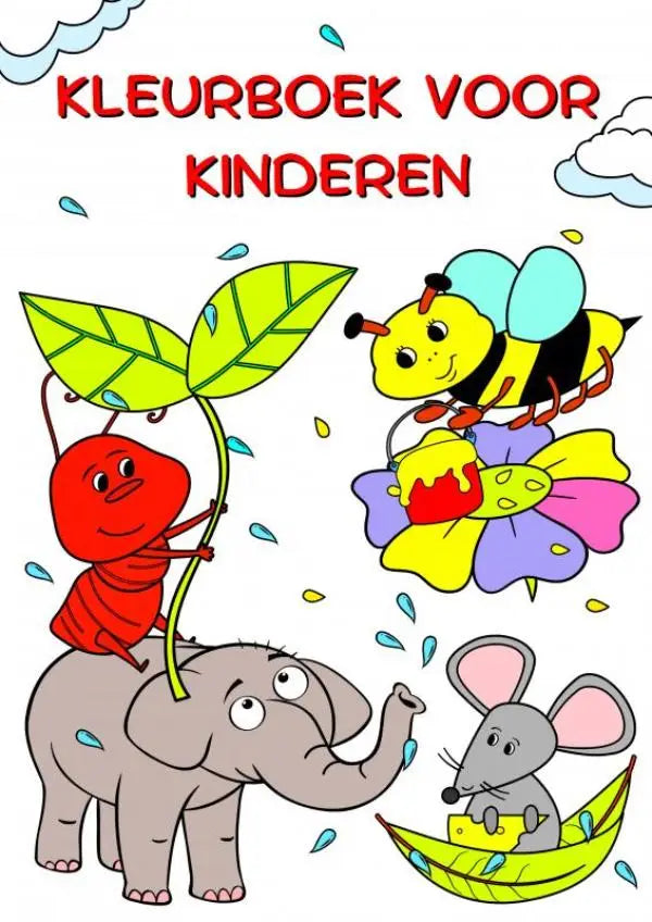 Kleurboek voor kinderen met prachtige natuur en schattige dieren zoals kleine insecten in kleurrijke speelse scènes