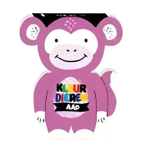 Kleurdieren - aap roze aapvormig kinderboek met tekst kinder dier ideaal voor jonge lezers