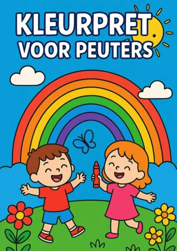 Kleurenboek kleurpret voor peuters met regenboogthema en heldere kleuren voor jonge lezers