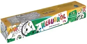 Groene en witte verpakking van gouda kaas bij kleurrol xl dinosaurussen productzijde zichtbaar