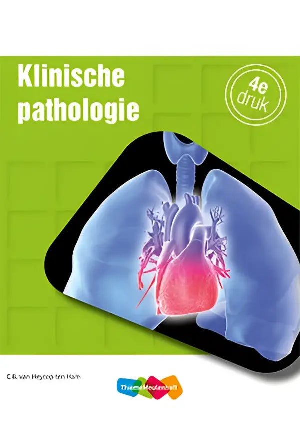 De boekcover van klinische pathologie 4e editie toont medische illustratie van longen en hart op groene achtergrond