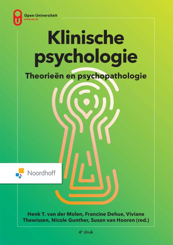 Groen boekomslag Klinische psychologie 1 met sleutelgatlabyrint, 4e druk Noordhoff