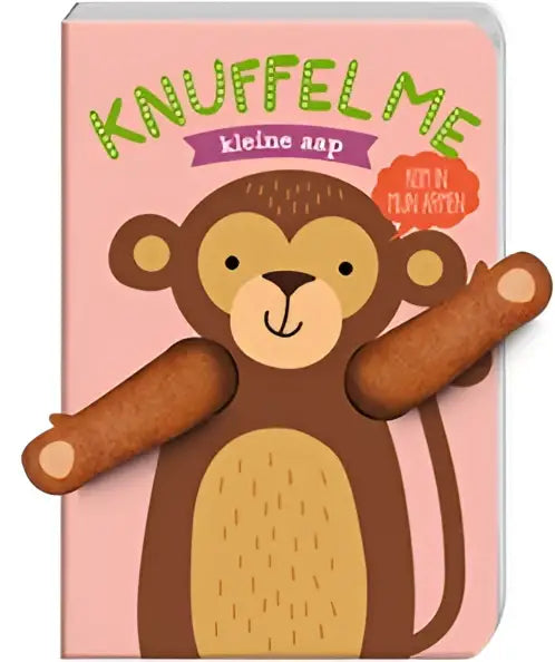 Roze kinders boardboek knuffel me kleine aap met een bruine aap voor jonge lezers