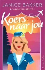 Vintage-stijl illustratie van vrouw in blauw uniform met goudkleurige bies en bijpassende hoed tegen roze achtergrond bestemming bereikt