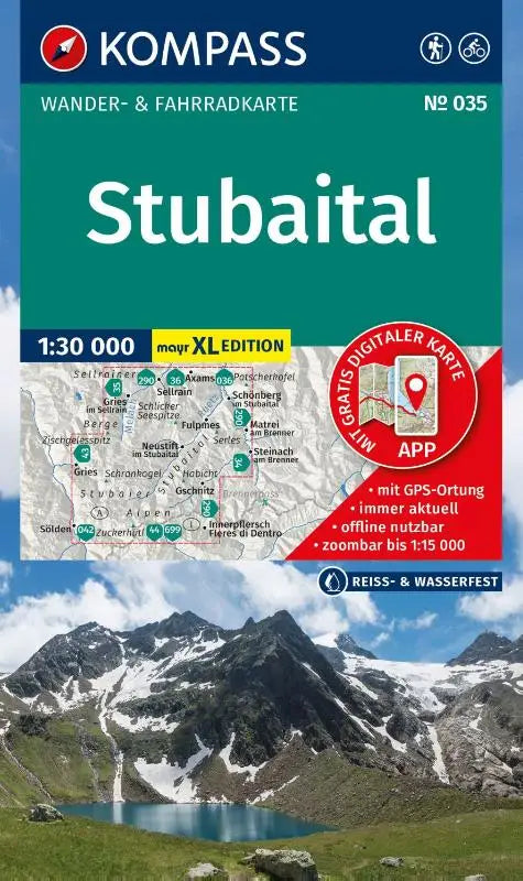 KOMPASS Wanderkarte 035 Stubaital 1:30.000 - XL Karten: Wander- und Fahrradkarte im Walter Mayr Großdruck - inklusive Offline-Verwendung in der KOMPASS-App. Wander-& Radwege. Skitouren. Langlaufen.