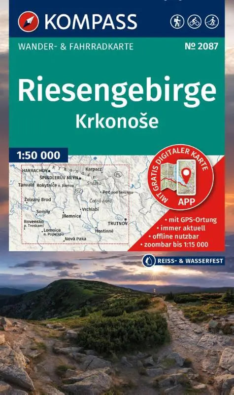 KOMPASS Wanderkarte 2087 Riesengebirge, Krkonose 1:50.000 - Wander- und Fahrradkarte in einem - inklusive Offline-Verwendung in der KOMPASS-App. Wander-& Radwege. Langlaufen.