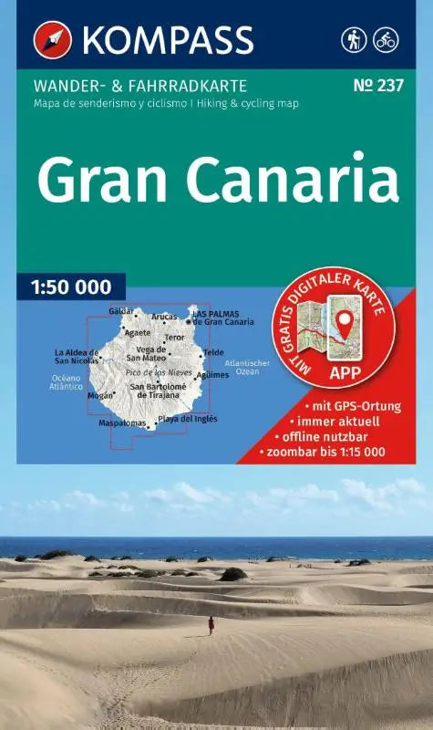 KOMPASS Wanderkarte 237 Gran Canaria 1:50.000 - Wander- und Fahrradkarte in einem - inklusive Offline-Verwendung in der KOMPASS-App. Wander-& Radwege.