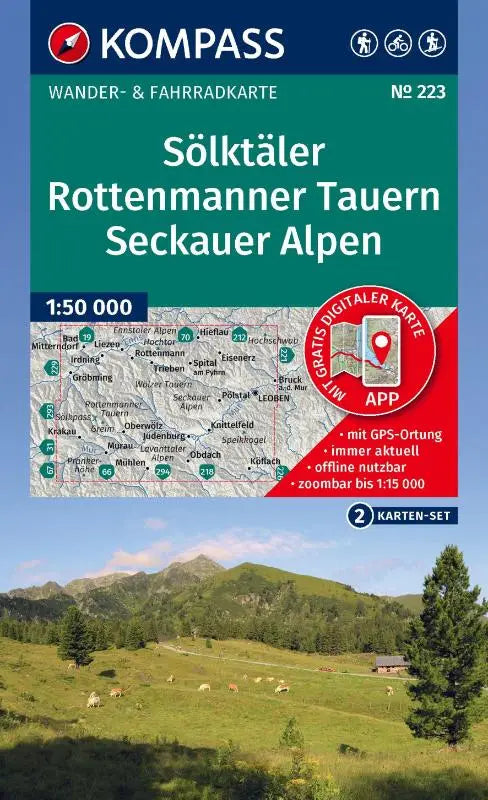 KOMPASS Wanderkarten-Set 223 Sölktäler, Rottenmanner Tauern, Seckauer Alpen (2 Karten) 1:55.000 - inklusive Karte zur offline Verwendung in der KOMPASS-App. Fahrradfahren. Skitouren.