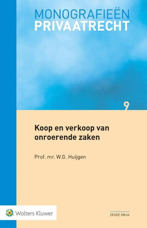 Blauw-beige hardcover boek monografieën privaatrecht koop en verkoop van onroerende zaken door kluwer nederland
