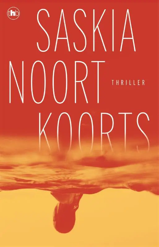 Rood boek cover van koorts met witte tekst en een silhouet van een persoon onder water