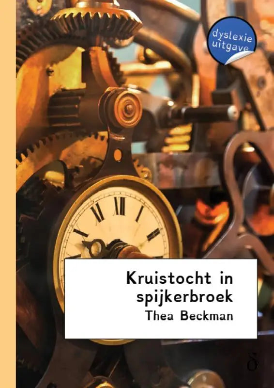 Steampunk stijl klok met messing tandwielen en crème wijzerplaat met Romeinse cijfers Kruistocht in spijkerbroek