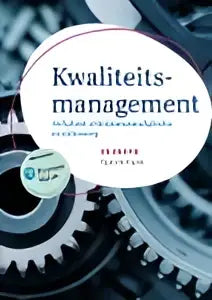 Witte cirkelvormige cover van kwaliteismanagement product met zwarte tekst voor bedrijfskunde hoger onderwijs