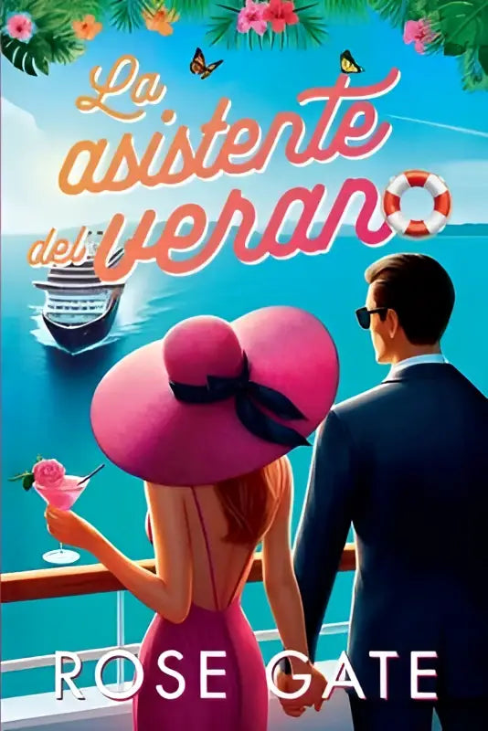 Een levendige roze brede hoed met een zwarte strik als de asistente del verano voor zomerse dagen