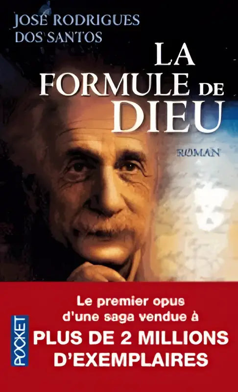 De boekcover van La formule de Dieu toont een portret van een oudere man met grijs haar en snor tegen een donkere achtergrond
